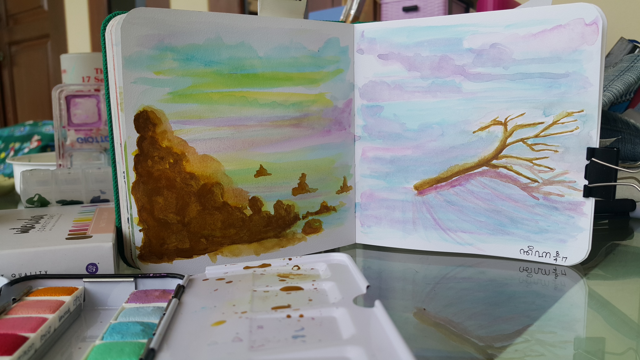 Watercolor sketch with pastel dream